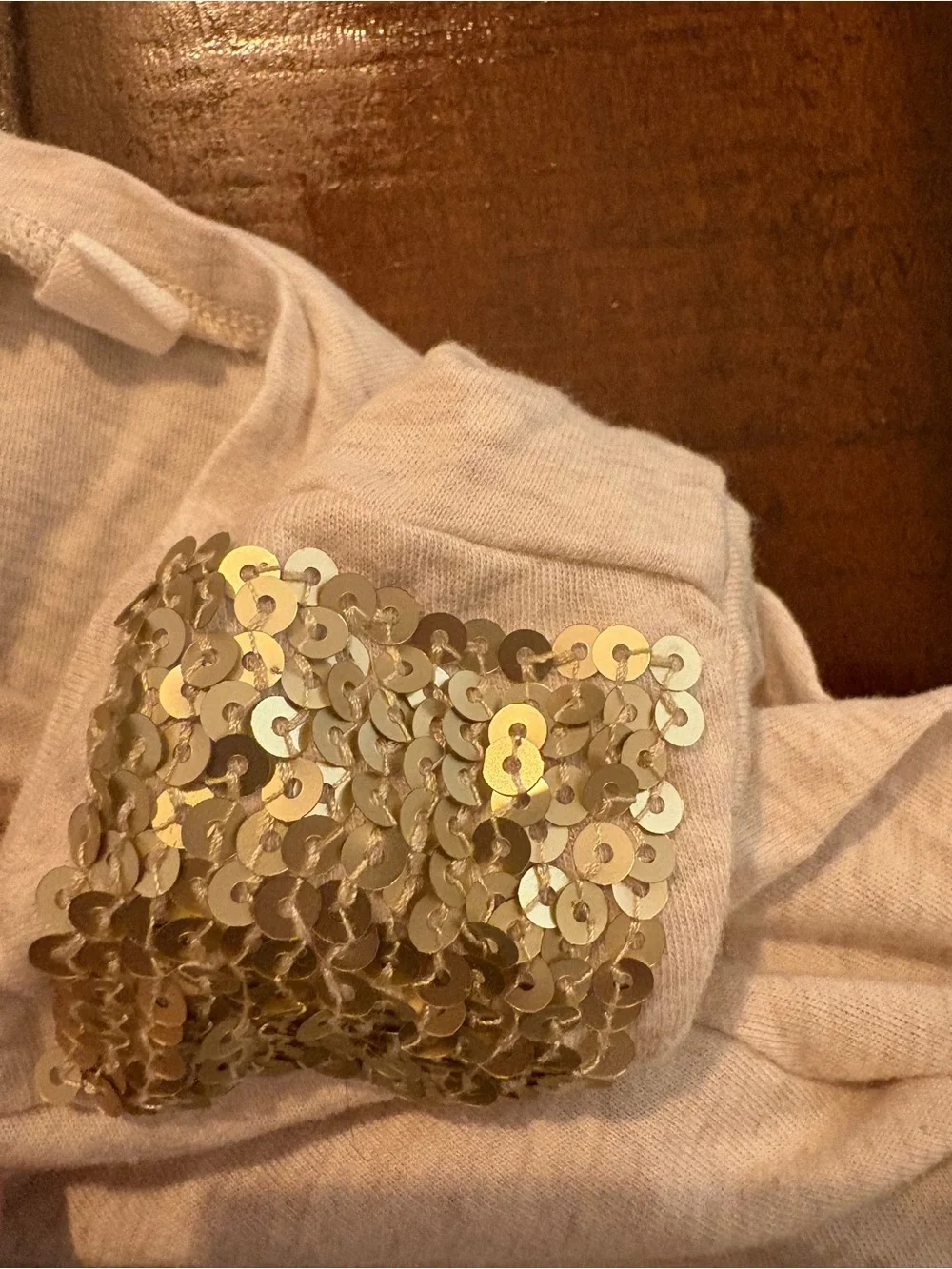 GAP Long-Sleeve Sequin Shoulder Top - Light Pink